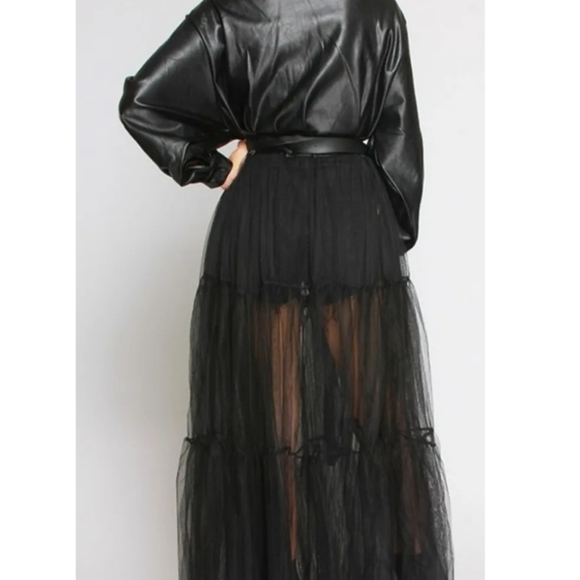 Leather Tulle Top - Picture 2 of 3